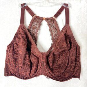 BRAVISSIMO Jenna Lace Halter Underwire Balconette Bra 34GG 34J Brown LN729